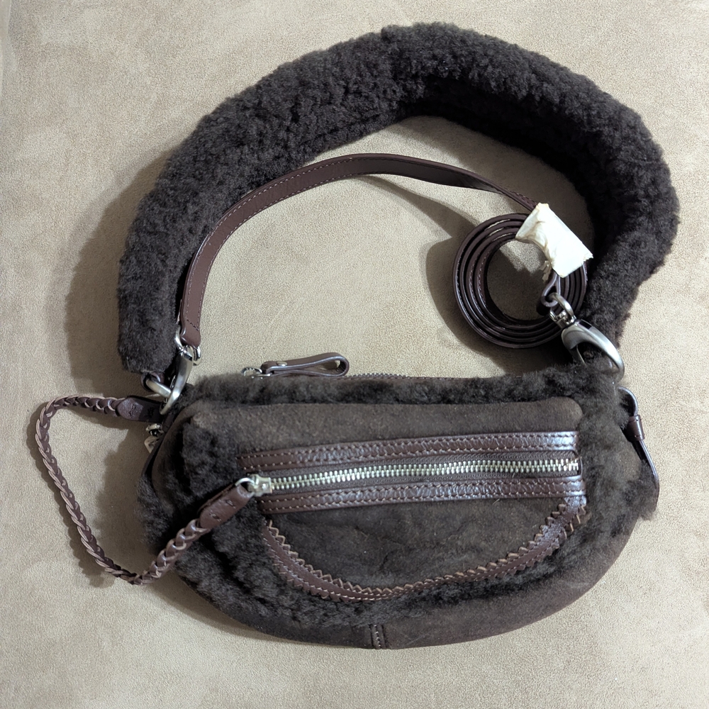 TOSCA BLU Dark Brown Shearling Crossbody Bag